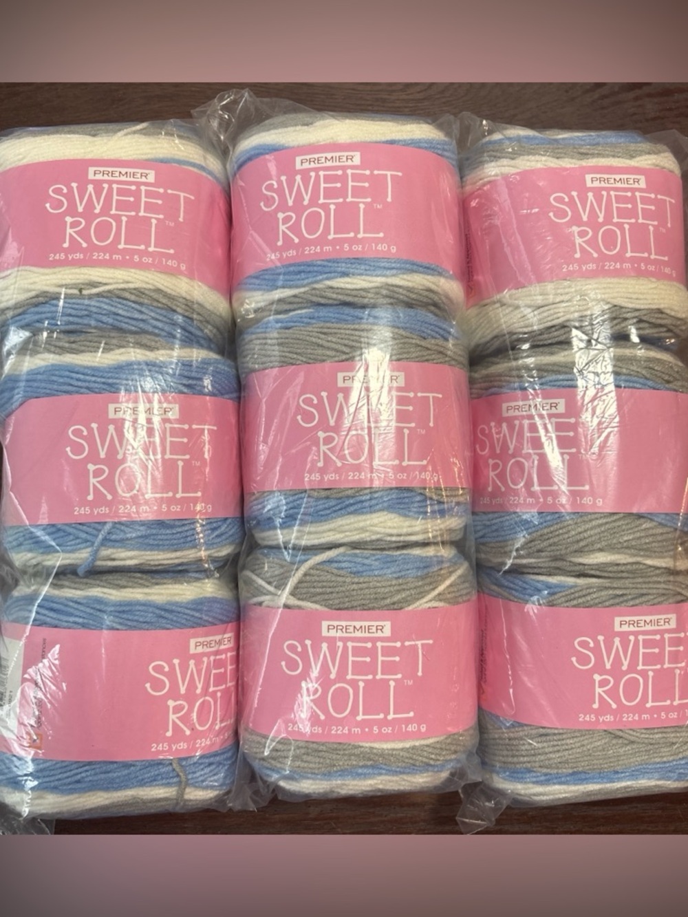 Premier Sweet Roll Variegated Yarn - Blue, Gray, Cream Cloud Pop